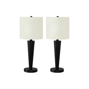 I 9643 - Luminaire, Ensemble De 2, 24"H, Lampe De Table, Métal Noir, Abat-jour Ivoire / Crème, Contemporain - Simple Boutique