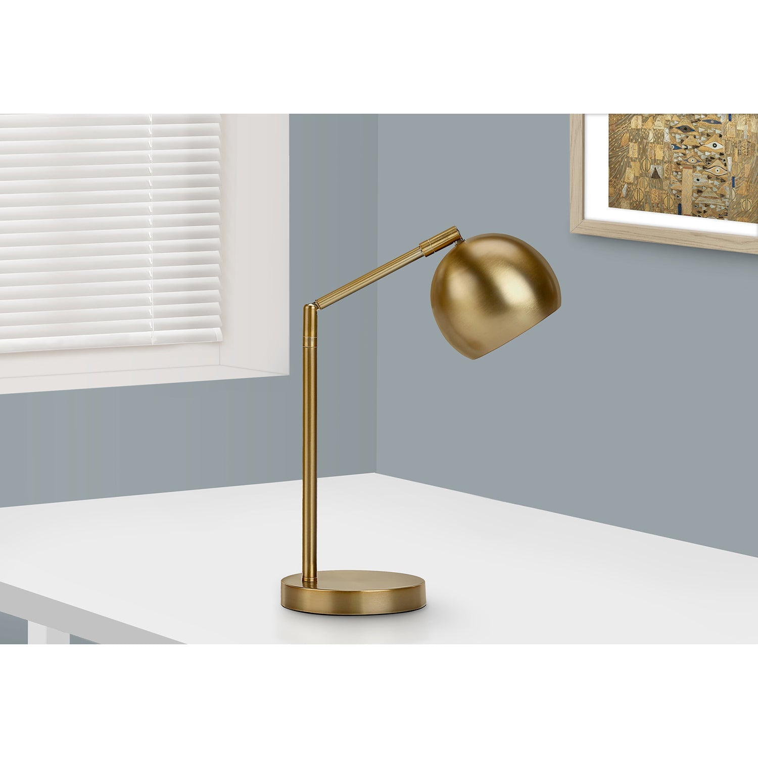 I 9644 - Luminaire, 19"H, Lampe De Table, Métal Doré, Abat-jour Doré, Contemporain - Simple Boutique