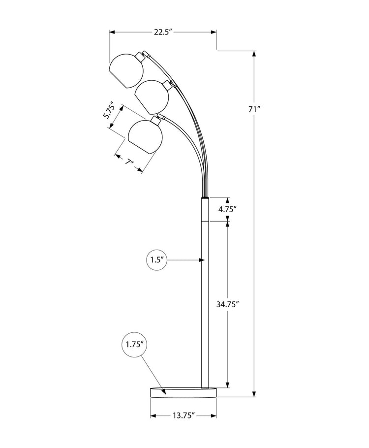 I 9648 - Luminaire, 71''H, Lampadaire, Métal Noir, Contemporain - Simple Boutique