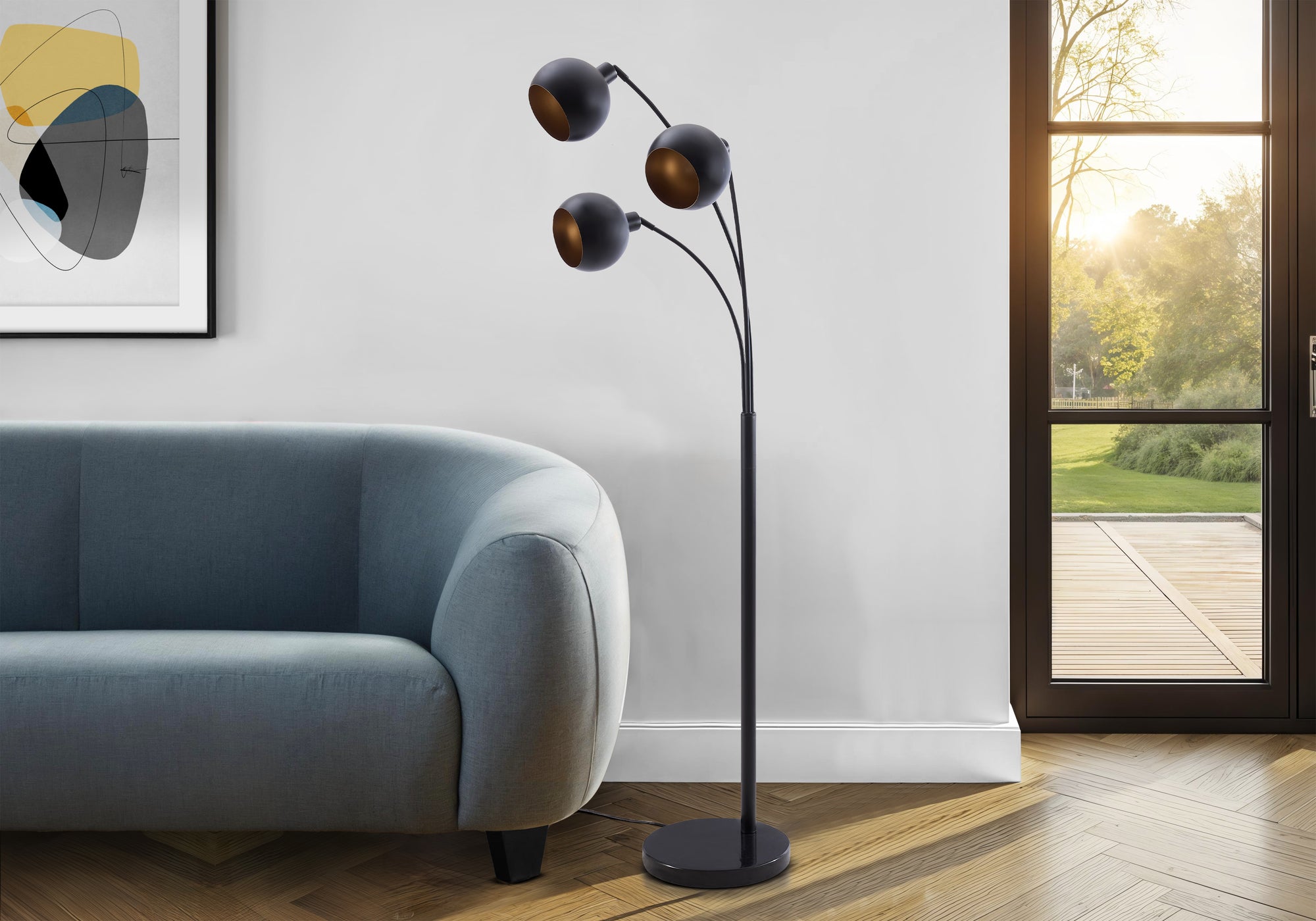 I 9648 - Luminaire, 71''H, Lampadaire, Métal Noir, Contemporain - Simple Boutique