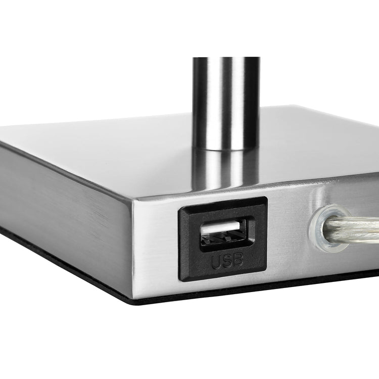 I 9649 - Luminaire, Ensemble De 2, 17"H, Lampe De Table, Port Usb Inclus, Abat-jour Ivoire / Crème, Contemporain - Simple Boutique