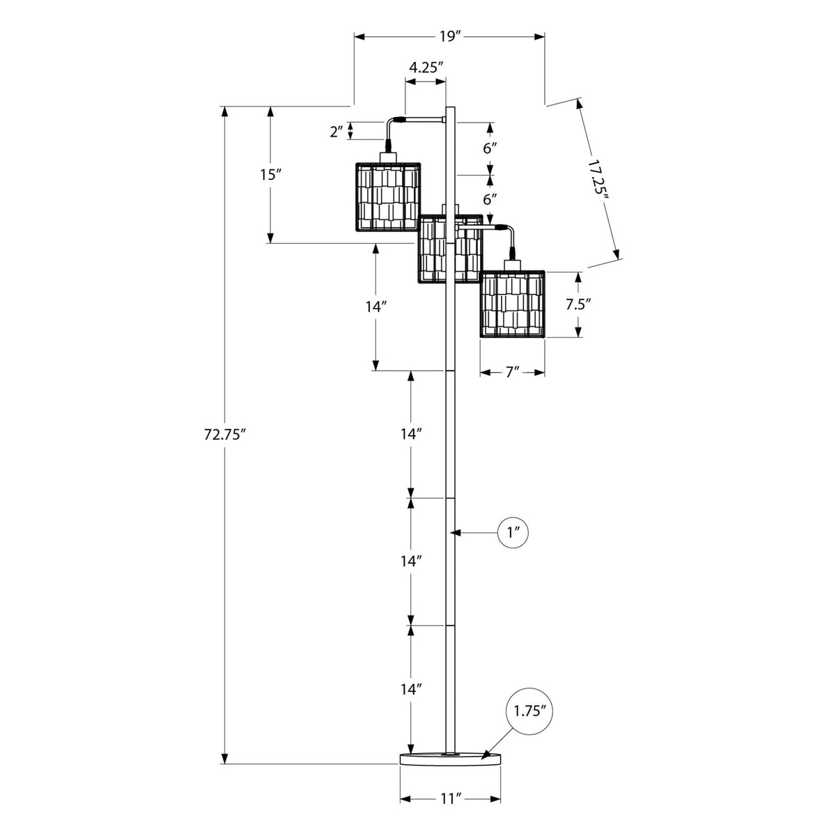 Monarch Specialties I 9651 - Luminaire, 73''H, Lampadaire, Corde Naturelle, Métal Noir, Moderne - Simple Boutique
