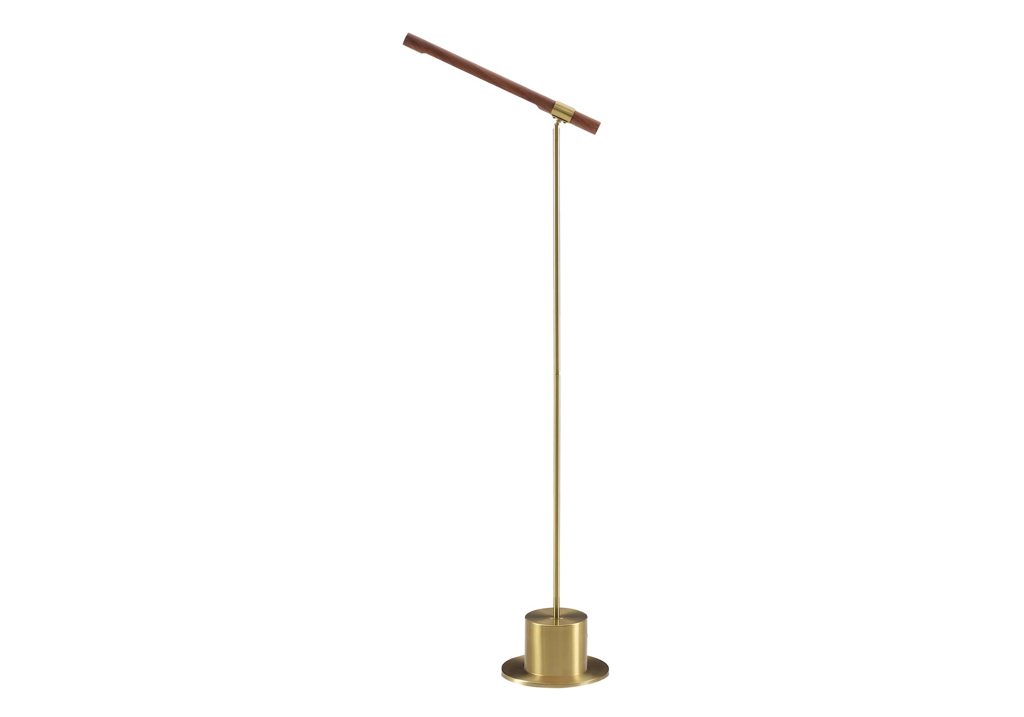 I 9652 - Luminaire, 65''H, Lampadaire, Métal En Laiton, Abat-jour Aspect Bois, Contemporain - Simple Boutique
