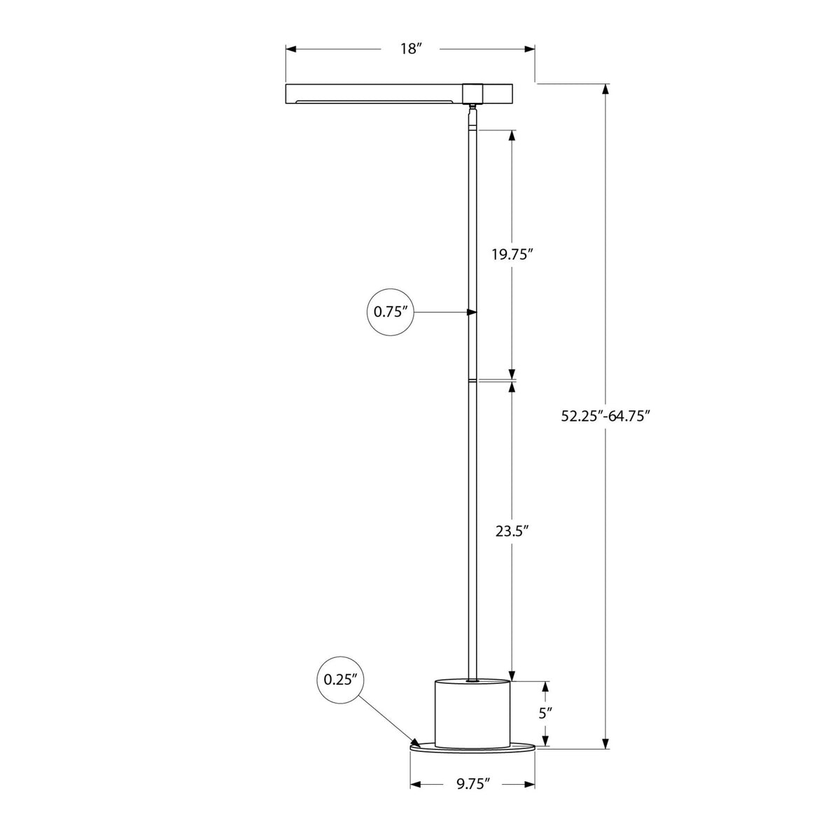 Monarch Specialties I 9652 - Luminaire, 65''H, Lampadaire, Métal En Laiton, Abat-jour Aspect Bois, Contemporain - Simple Boutique
