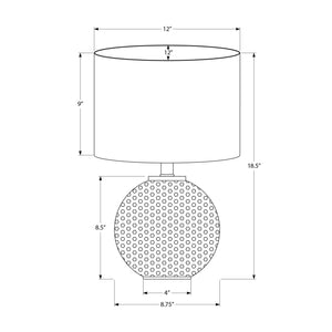 I 9653 - Luminaire, 19"H, Lampe De Table, Résine Grise, Abat-jour Ivoire / Crème, Moderne - Simple Boutique