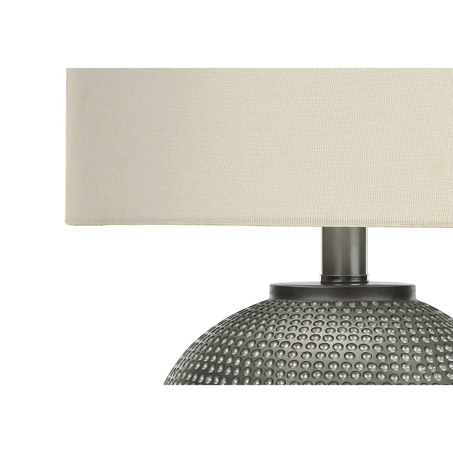 I 9653 - Luminaire, 19"H, Lampe De Table, Résine Grise, Abat-jour Ivoire / Crème, Moderne - Simple Boutique