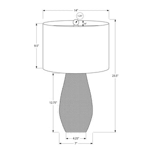I 9654 - Luminaire, 24"H, Lampe De Table, Résine Grise, Abat-jour Ivoire / Crème, Contemporain - Simple Boutique