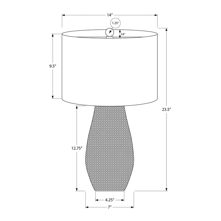 I 9654 - Luminaire, 24"H, Lampe De Table, Résine Grise, Abat-jour Ivoire / Crème, Contemporain - Simple Boutique