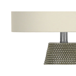 I 9654 - Luminaire, 24"H, Lampe De Table, Résine Grise, Abat-jour Ivoire / Crème, Contemporain - Simple Boutique