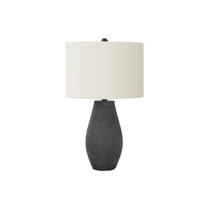 I 9655 - Luminaire, 24"H, Lampe De Table, Résine Noire, Abat-jour Ivoire / Crème, Contemporain - Simple Boutique
