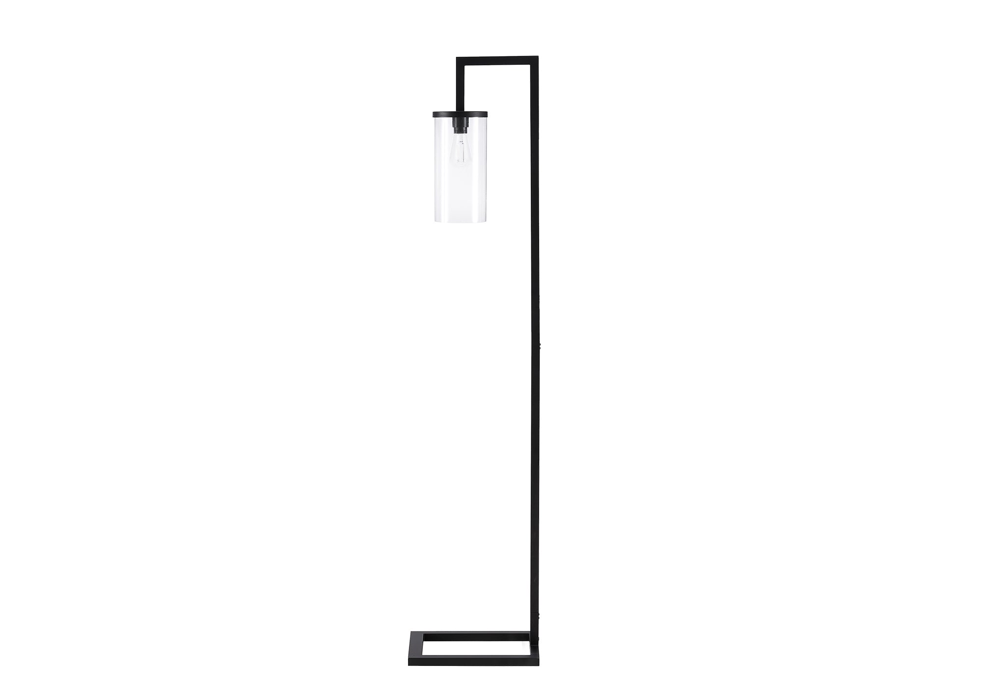 I 9656 - Luminaire, 68''H, Lampadaire, Métal Noir, Abat-jour En Verre, Contemporain - Simple Boutique