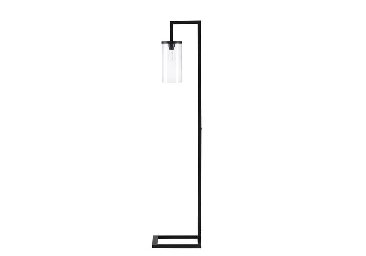 I 9656 - Luminaire, 68''H, Lampadaire, Métal Noir, Abat-jour En Verre, Contemporain - Simple Boutique