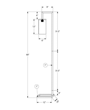 I 9656 - Luminaire, 68''H, Lampadaire, Métal Noir, Abat-jour En Verre, Contemporain - Simple Boutique
