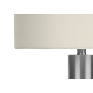 I 9657 - Luminaire, 28"H, Lampe De Table, Nickel, Abat-jour Ivoire / Crème, Contemporain - Simple Boutique
