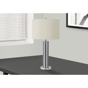 I 9657 - Luminaire, 28"H, Lampe De Table, Nickel, Abat-jour Ivoire / Crème, Contemporain - Simple Boutique