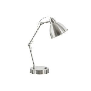 I 9659 - Luminaire, 17"H, Lampe De Table, Port Usb Inclus, Nickel, Abat-jour Nickel, Moderne - Simple Boutique