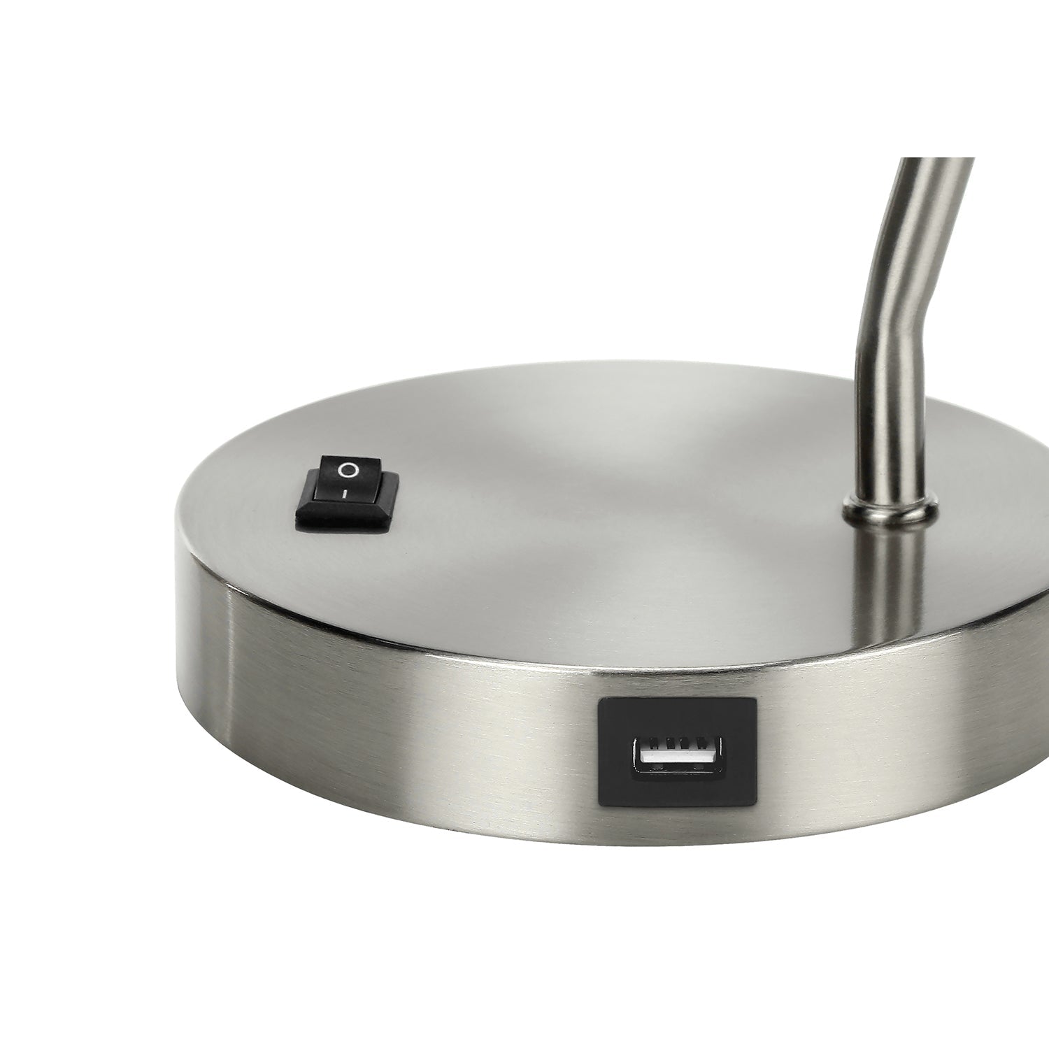 I 9659 - Luminaire, 17"H, Lampe De Table, Port Usb Inclus, Nickel, Abat-jour Nickel, Moderne - Simple Boutique