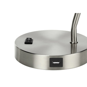 I 9659 - Luminaire, 17"H, Lampe De Table, Port Usb Inclus, Nickel, Abat-jour Nickel, Moderne - Simple Boutique