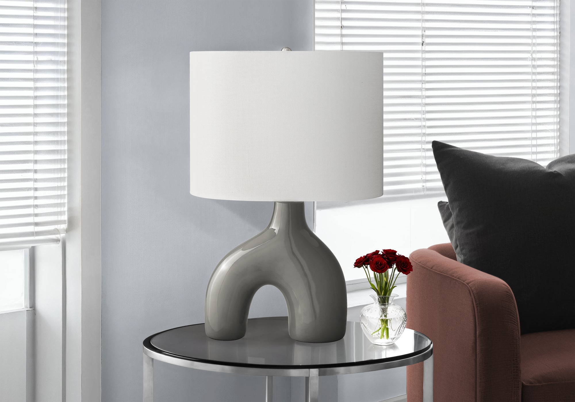 I 9660 - Luminaire, 25''H, Lampe De Table, Pots En Chrome, Abat-jour Ivoire / Crème, Contemporain, Moderne - Simple Boutique