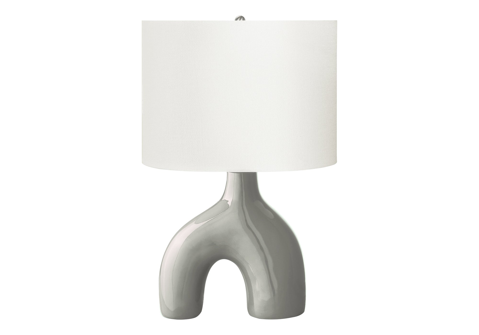 I 9661 - Luminaire, 25''H, Lampe De Table, Céramique Gris, Abat-jour Ivoire / Crème, Contemporain, Moderne - Simple Boutique