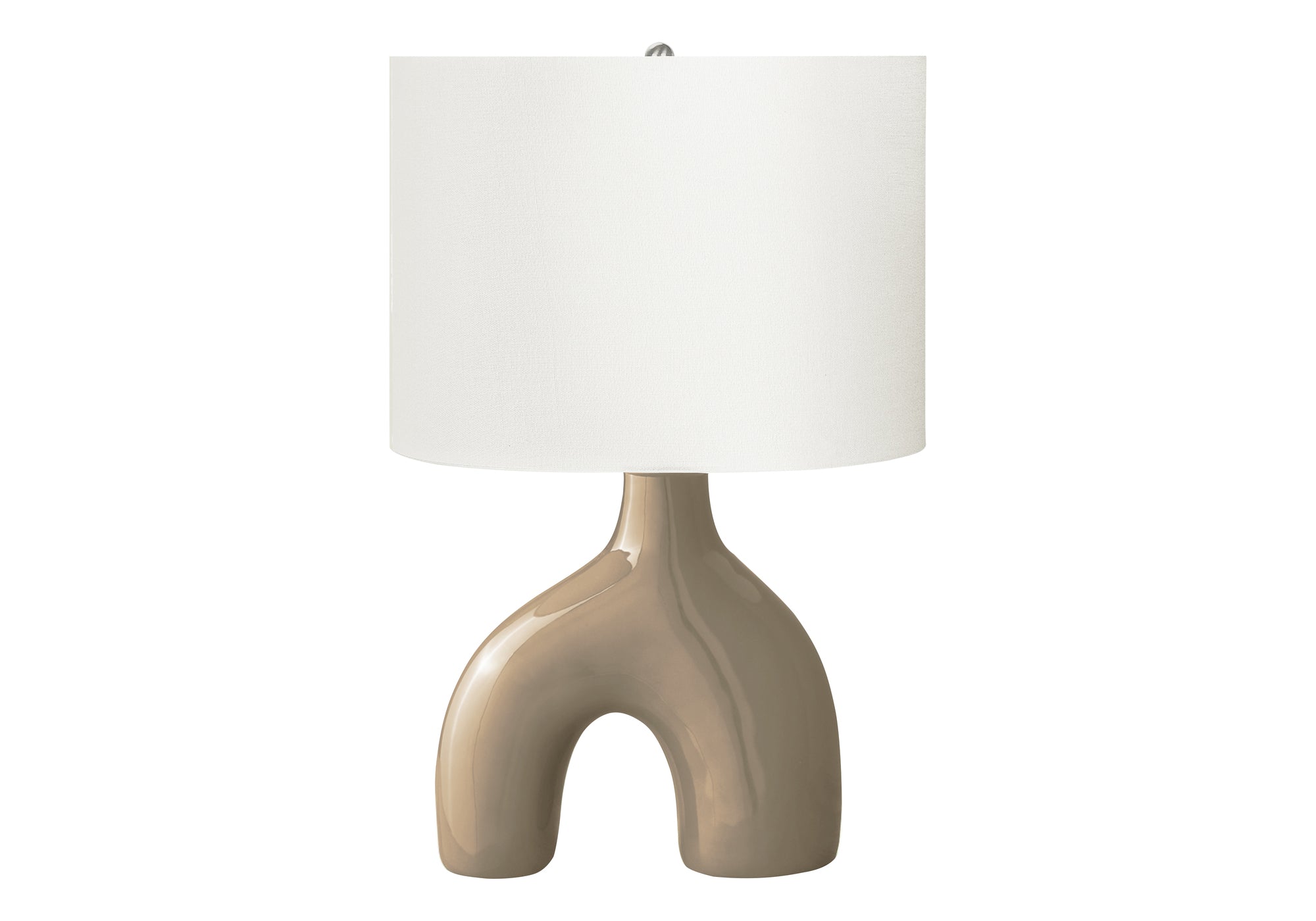 I 9662 - Luminaire, 25''H, Lampe De Table, Céramique Brune, Abat-jour Ivoire / Crème, Contemporain, Moderne - Simple Boutique