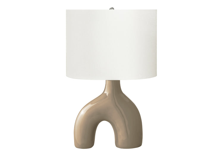 I 9662 - Luminaire, 25''H, Lampe De Table, Céramique Brune, Abat-jour Ivoire / Crème, Contemporain, Moderne - Simple Boutique