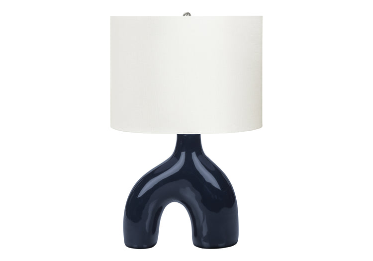 I 9663 - Luminaire, 25''H, Lampe De Table, Céramique Bleue, Abat-jour Ivoire / Crème, Contemporain, Moderne - Simple Boutique