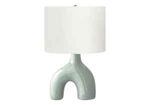 I 9664 - Luminaire, 25''H, Lampe De Table, Céramique Verte, Abat-jour Ivoire / Crème, Contemporain, Moderne - Simple Boutique