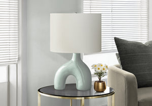 I 9664 - Luminaire, 25''H, Lampe De Table, Céramique Verte, Abat-jour Ivoire / Crème, Contemporain, Moderne - Simple Boutique