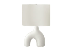 I 9665 - Luminaire, 25''H, Lampe De Table, Céramique Blanche, Abat-jour Ivoire / Crème, Contemporain, Moderne - Simple Boutique