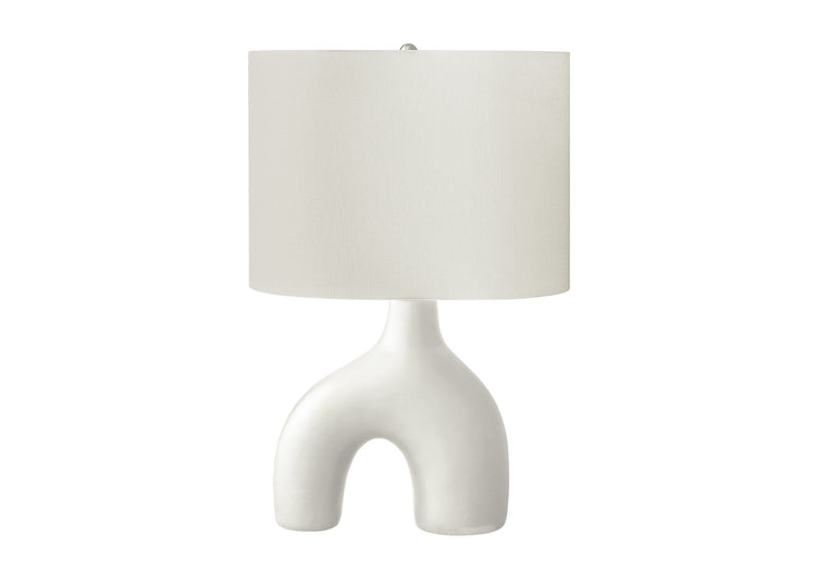 I 9665 - Luminaire, 25''H, Lampe De Table, Céramique Blanche, Abat-jour Ivoire / Crème, Contemporain, Moderne - Simple Boutique