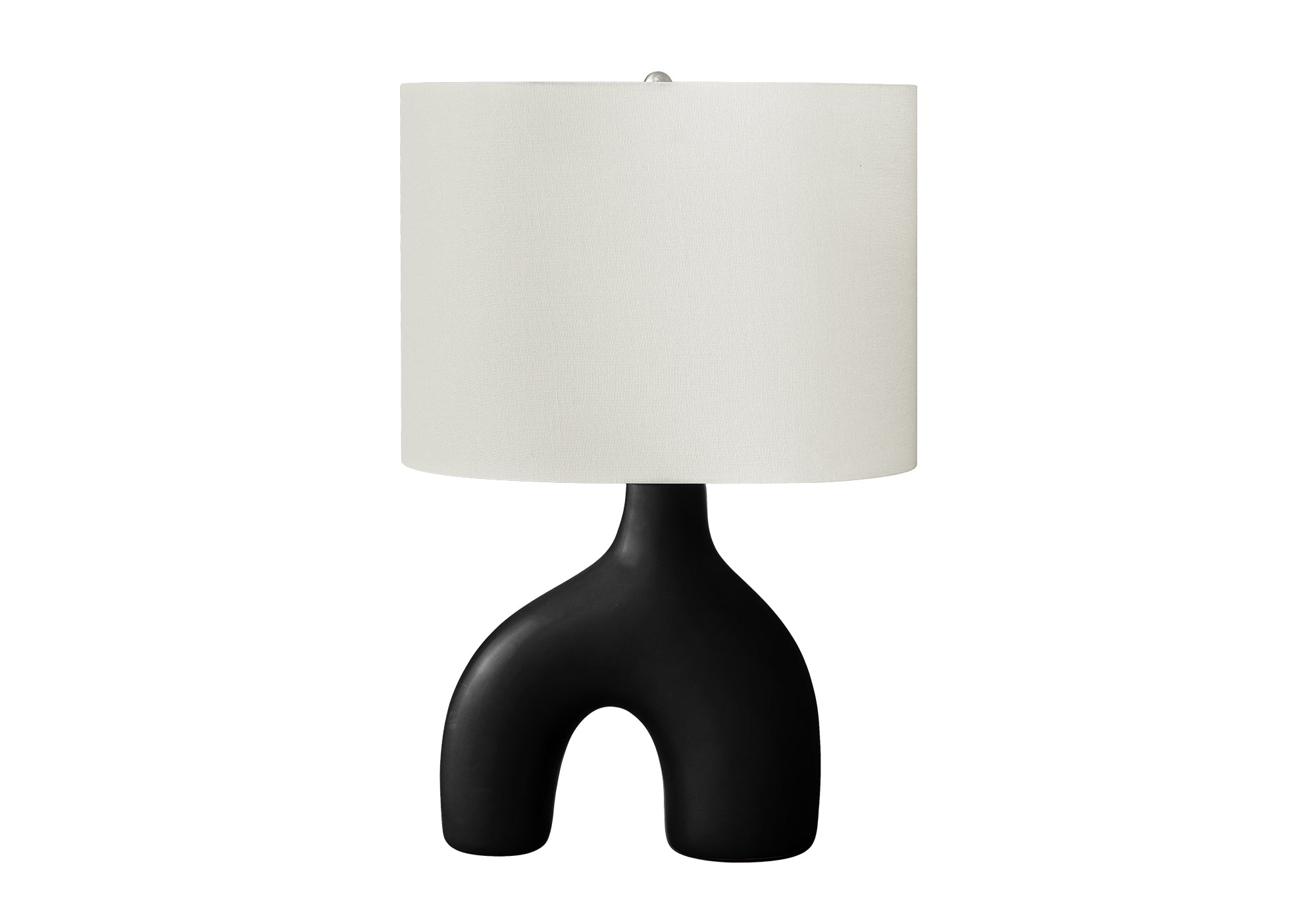 I 9666 - Luminaire, 25''H, Lampe De Table, Céramique Noire, Abat-jour Ivoire / Crème, Contemporain, Moderne - Simple Boutique