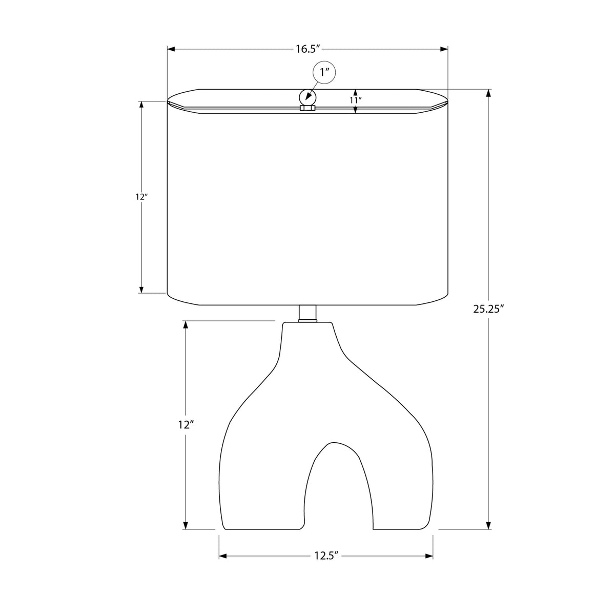 Monarch Specialties I 9666 - Luminaire, 25''H, Lampe De Table, Céramique Noire, Abat-jour Ivoire / Crème, Contemporain, Moderne - Simple Boutique