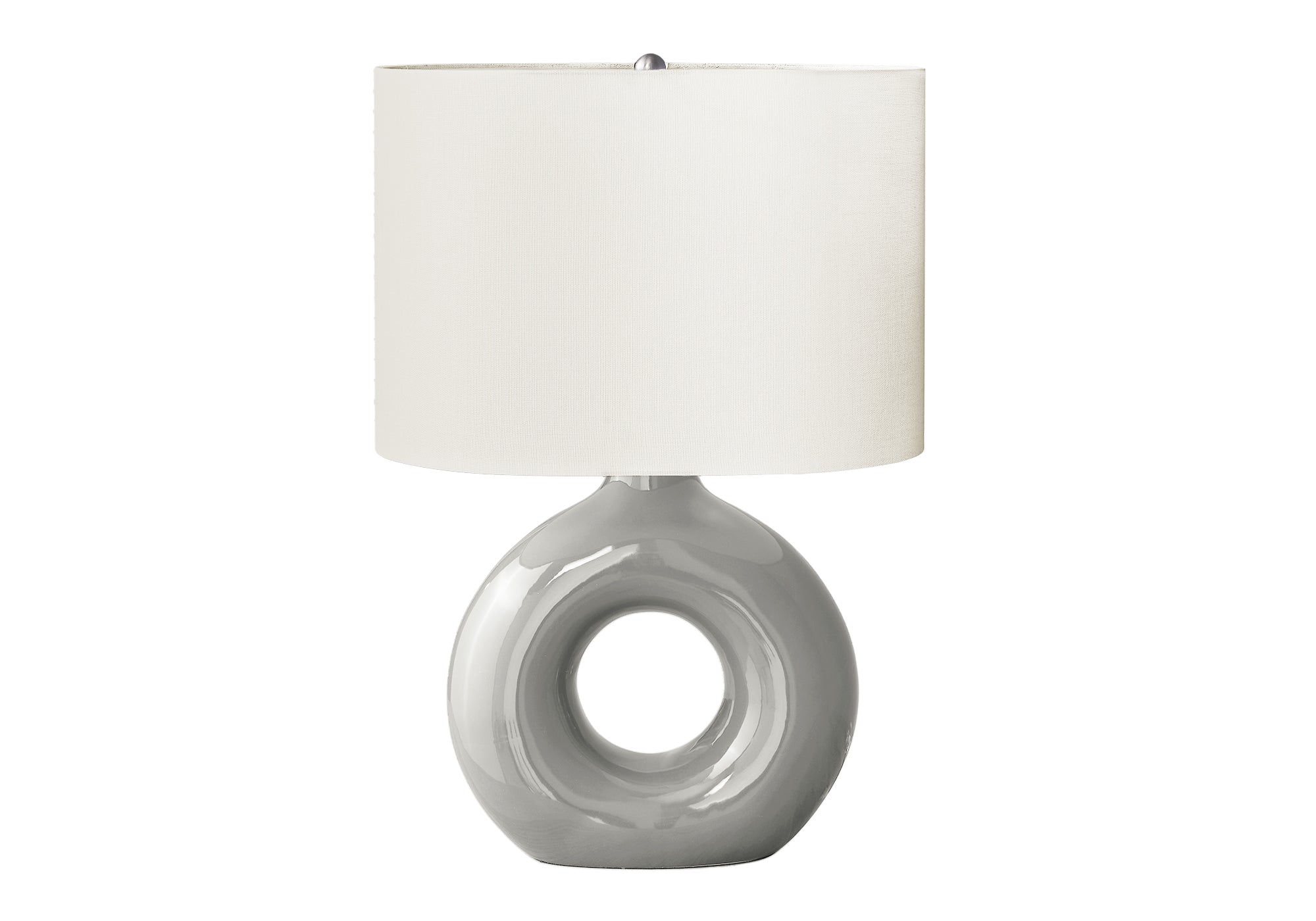 I 9668 - Luminaire, 24''H, Lampe De Table, Céramique Gris, Abat-jour Ivoire / Crème, Contemporain, Moderne - Simple Boutique