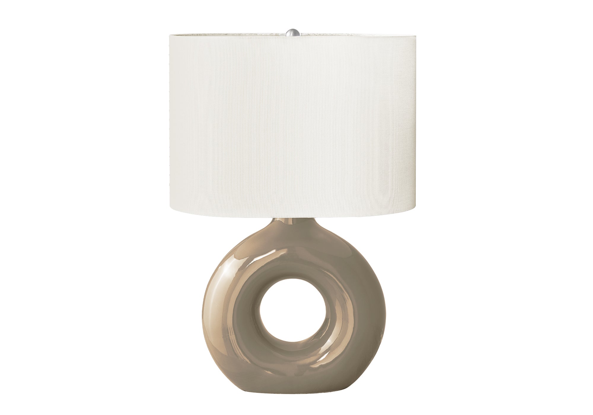 I 9669 - Luminaire, 24''H, Lampe De Table, Céramique Brune, Abat-jour Ivoire / Crème, Contemporain, Moderne - Simple Boutique
