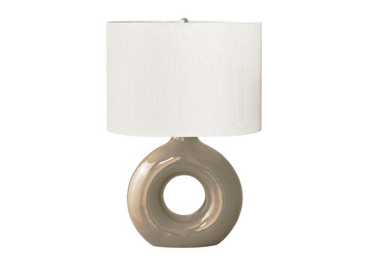 I 9669 - Luminaire, 24''H, Lampe De Table, Céramique Brune, Abat-jour Ivoire / Crème, Contemporain, Moderne - Simple Boutique