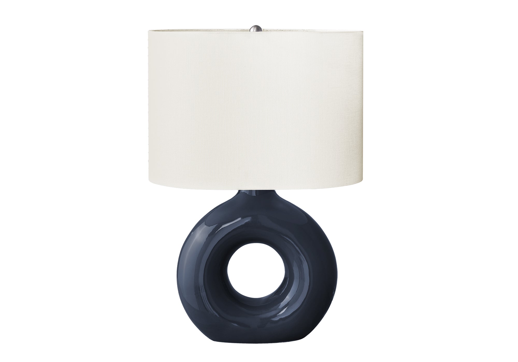 I 9670 - Luminaire, 24''H, Lampe De Table, Céramique Bleue, Abat-jour Ivoire / Crème, Contemporain, Moderne - Simple Boutique
