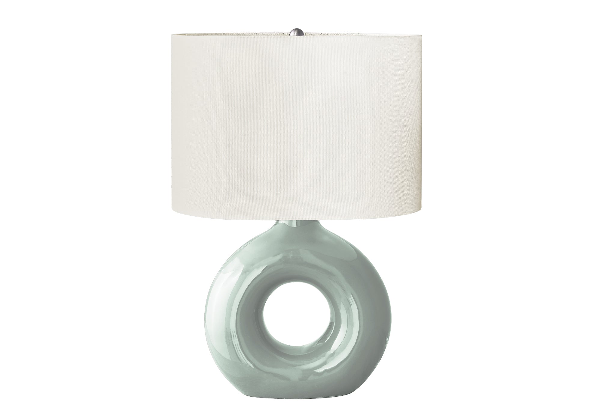 I 9671 - Luminaire, 24''H, Lampe De Table, Céramique Verte, Abat-jour Ivoire / Crème, Contemporain, Moderne - Simple Boutique