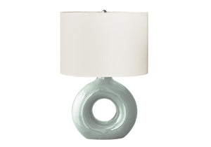 I 9671 - Luminaire, 24''H, Lampe De Table, Céramique Verte, Abat-jour Ivoire / Crème, Contemporain, Moderne - Simple Boutique