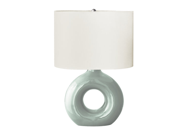 I 9671 - Luminaire, 24''H, Lampe De Table, Céramique Verte, Abat-jour Ivoire / Crème, Contemporain, Moderne - Simple Boutique