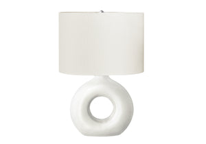 I 9672 - Luminaire, 24''H, Lampe De Table, Céramique Blanche, Abat-jour Ivoire / Crème, Contemporain, Moderne - Simple Boutique
