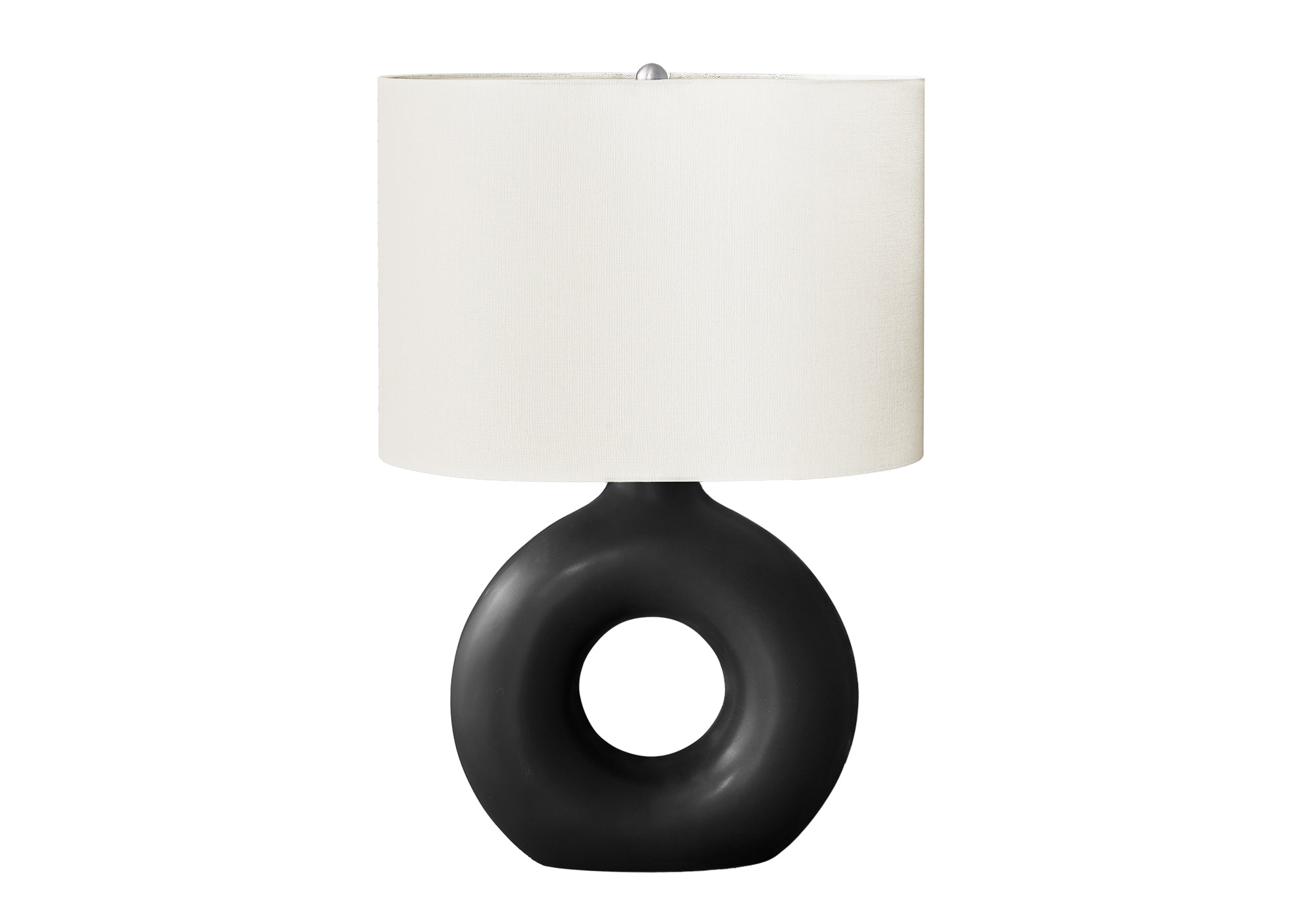 I 9673 - Luminaire, 24''H, Lampe De Table, Céramique Noire, Abat-jour Ivoire / Crème, Contemporain, Moderne - Simple Boutique