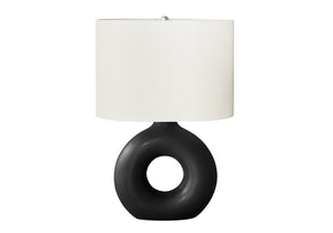 I 9673 - Luminaire, 24''H, Lampe De Table, Céramique Noire, Abat-jour Ivoire / Crème, Contemporain, Moderne - Simple Boutique