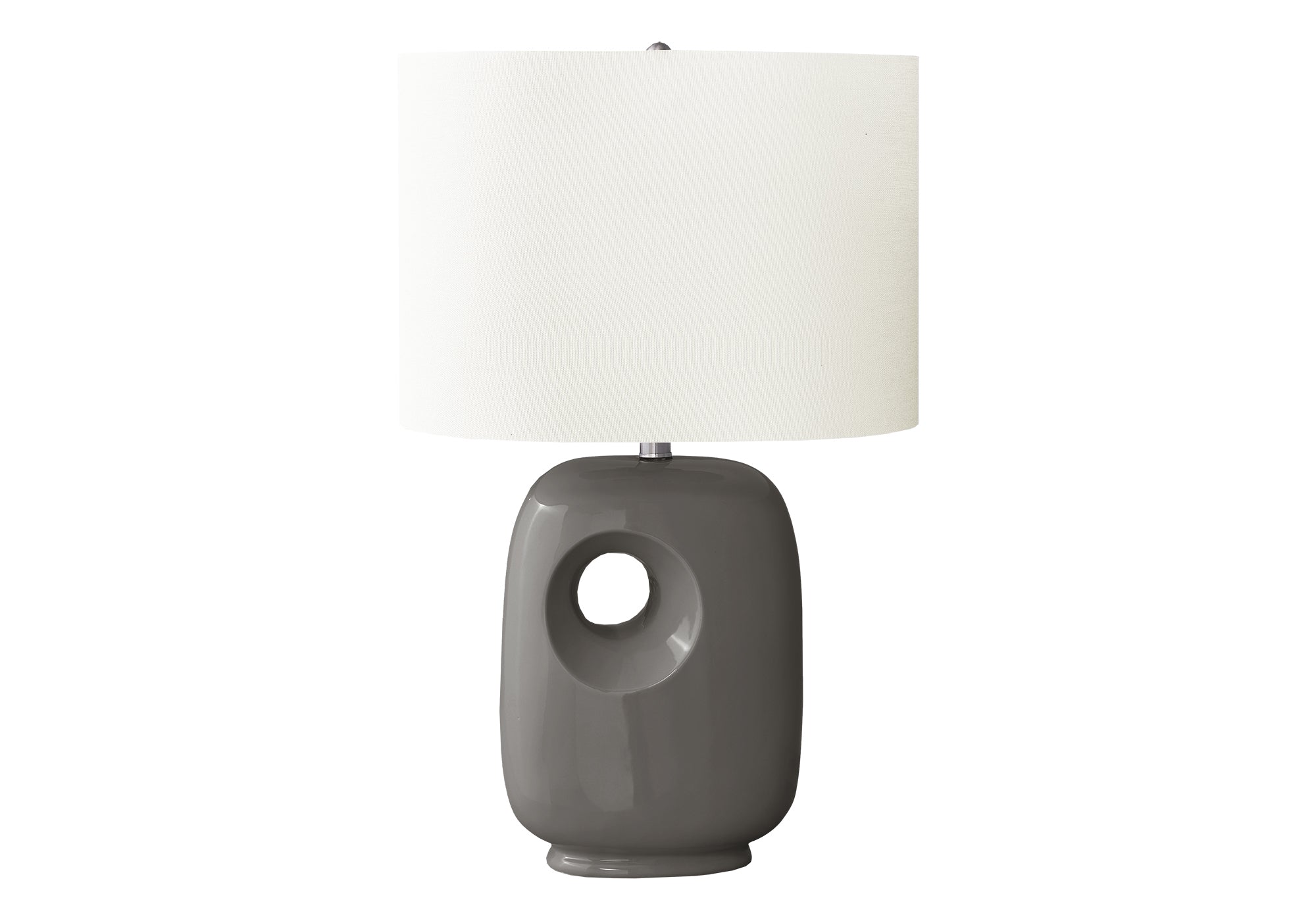 I 9674 - Luminaire, 26''H, Lampe De Table, Pots En Chrome, Abat-jour Ivoire / Crème, Contemporain - Simple Boutique