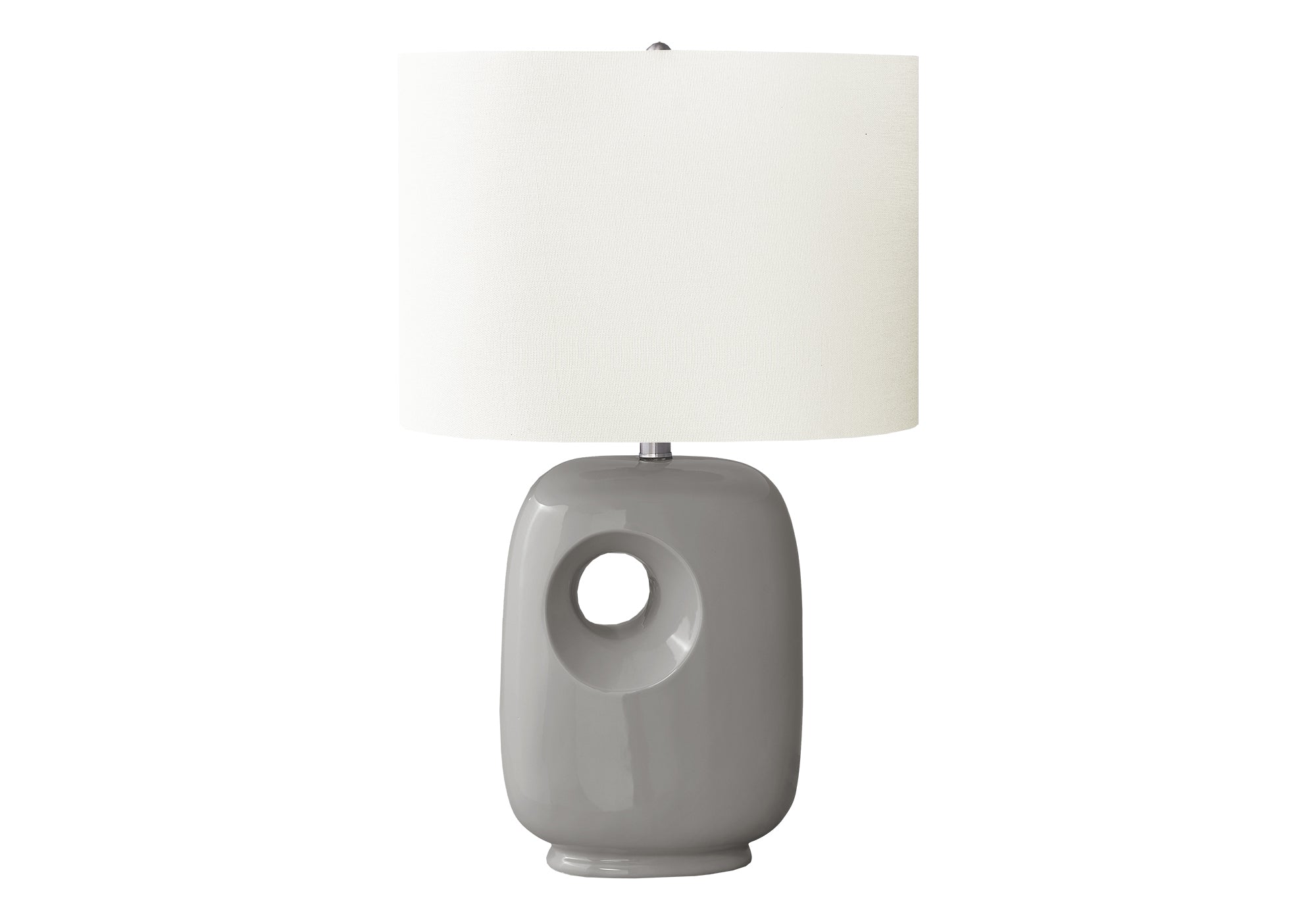 I 9675 - Luminaire, 26''H, Lampe De Table, Céramique Gris, Abat-jour Ivoire / Crème, Contemporain, Moderne - Simple Boutique