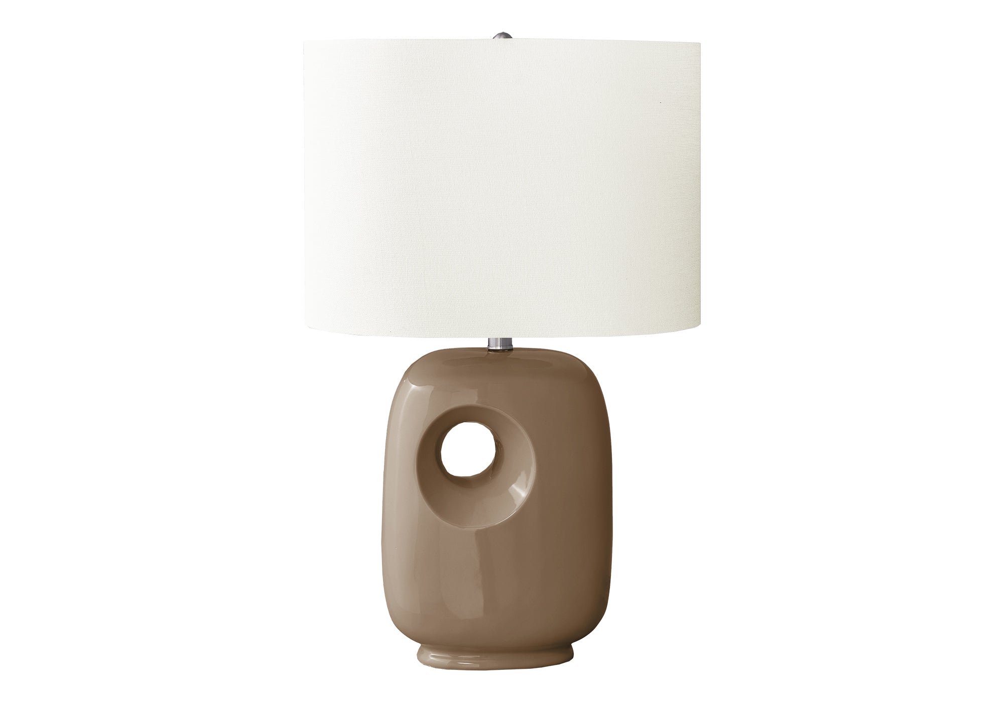 I 9676 - Luminaire, 26''H, Lampe De Table, Céramique Brune, Abat-jour Ivoire / Crème, Contemporain, Moderne - Simple Boutique