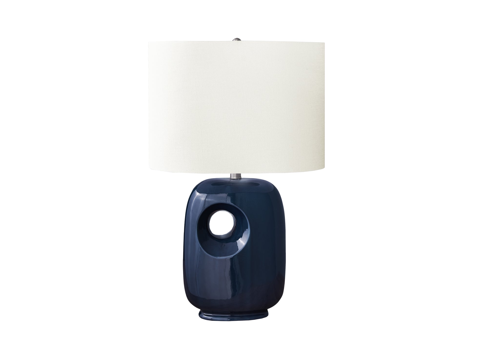I 9677 - Luminaire, 26''H, Lampe De Table, Céramique Bleue, Abat-jour Ivoire / Crème, Contemporain, Moderne - Simple Boutique