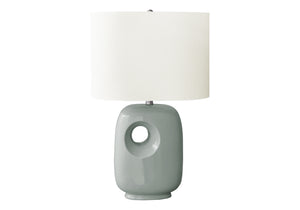 I 9678 - Luminaire, 26''H, Lampe De Table, Céramique Verte, Abat-jour Ivoire / Crème, Contemporain, Moderne - Simple Boutique