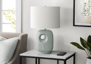 I 9678 - Luminaire, 26''H, Lampe De Table, Céramique Verte, Abat-jour Ivoire / Crème, Contemporain, Moderne - Simple Boutique