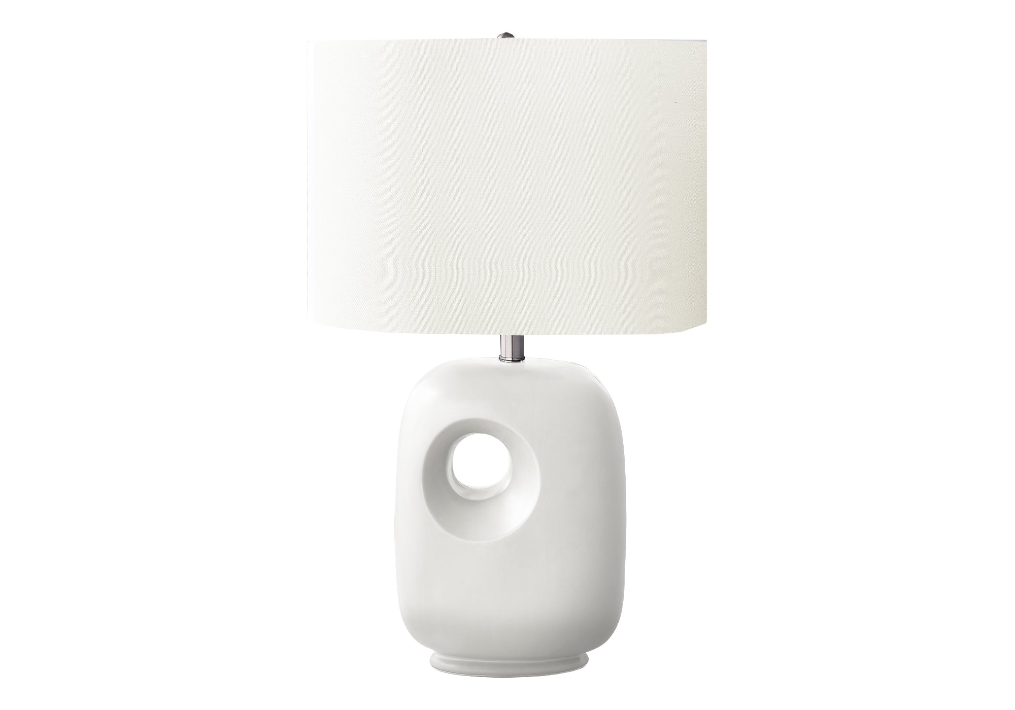 I 9679 - Luminaire, 26''H, Lampe De Table, Céramique Blanche, Abat-jour Ivoire / Crème, Contemporain, Moderne - Simple Boutique